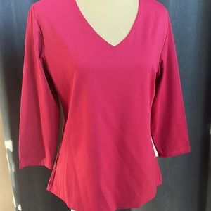 JudyP V-Neck 3/4 Sleeve with Sun Protection Top EUC